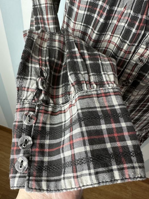 Elegancka tunika koszula z długim rękawem na guziki w kratkę 38 M