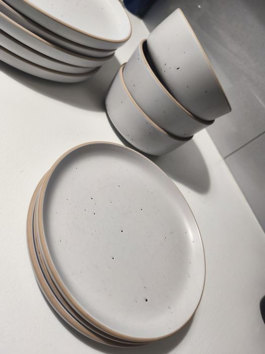 Komplet talerzy zastawa stołowa kamionka brw Hygge