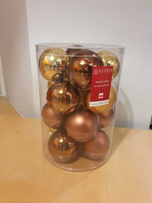 Bombki choinkowe, nowe, piękny zestaw 16 szt. Odcienie brązu