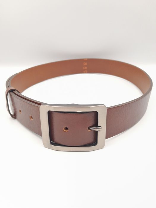 Pasek damski skórzany brązowy, szerokość 4 cm