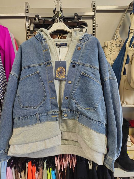 Kurtka, bluza jeansowa ocieplana Italy r. Uni Plus Size !!!