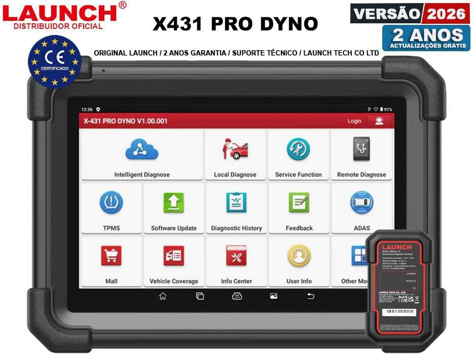 Launch X431 PRO DYNO Maq Diagnostico OBD + 36 Funções (NOVO)
