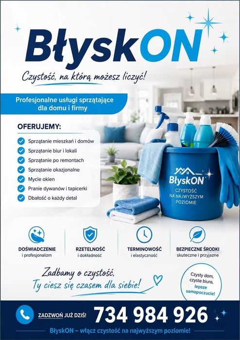 Sprzątanie domów,  mieszkań , salonów, gabinetów