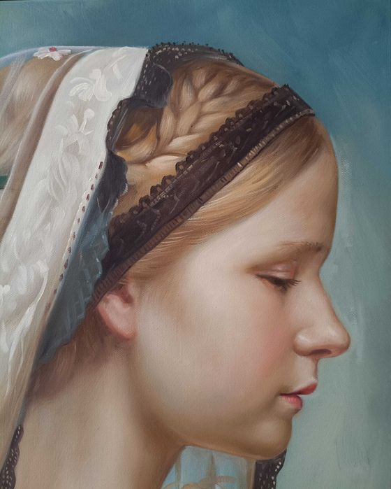 Grande Quadro 80x60 - Óleo de Anne Dias -"Lady Verity of Gilded Skies"