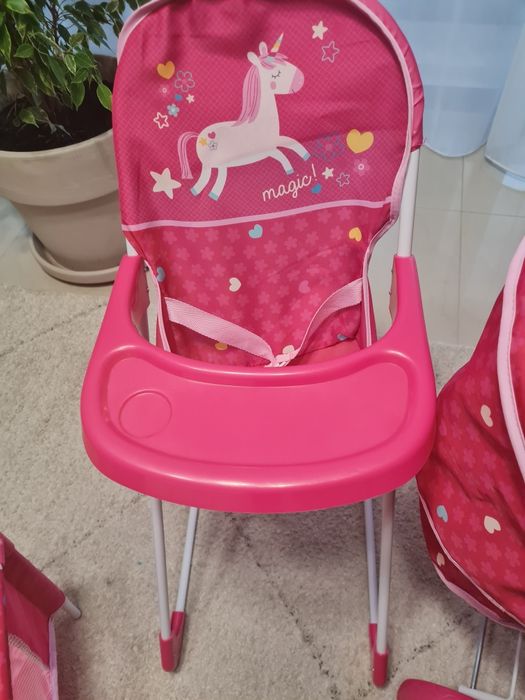 Wózek, łóżeczko i krzesełko do karmienia dla lalki