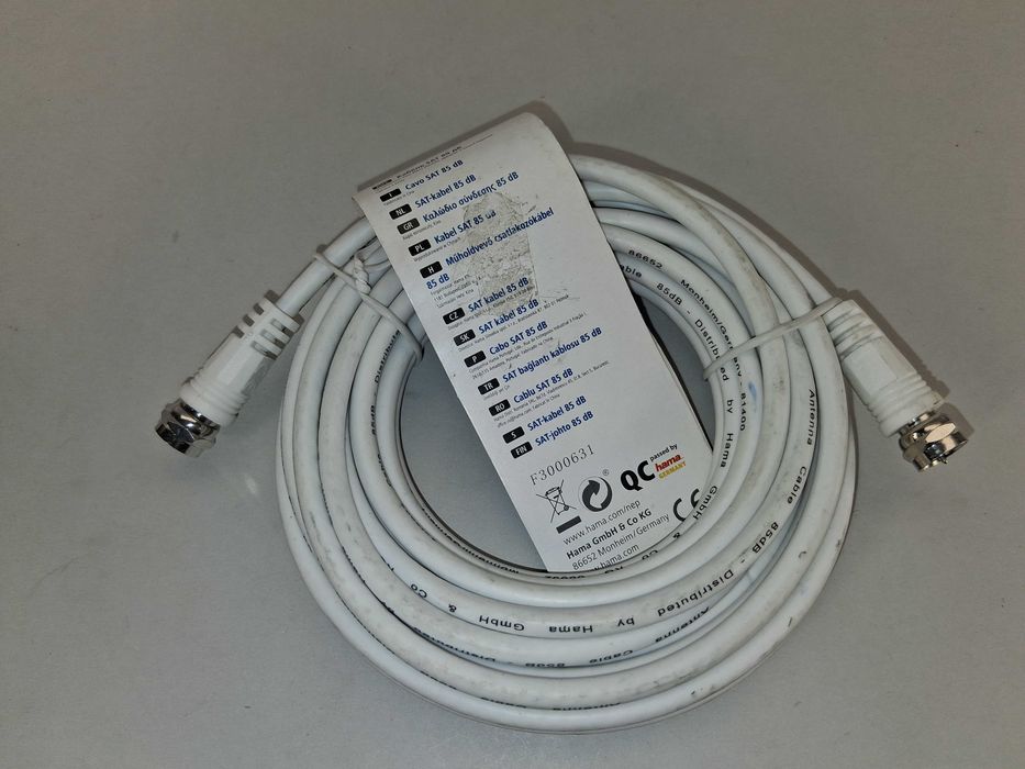 N051 Kabel SAT Hama Classic Line F-Plug 5m 85dB Antenowy Biały