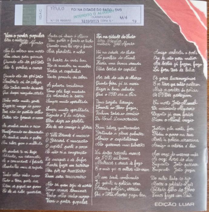 José Afonso	- - - - -		Viva o Poder Popular	- - - - -	2 X DVD63825552806913121