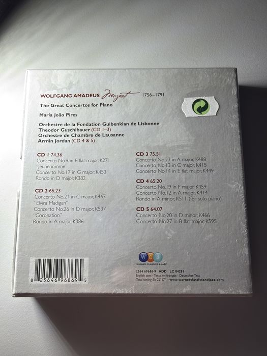 Mozart: The Great Concertos for Piano - Maria João Pires (5 CDs) | NOVO / SELADO