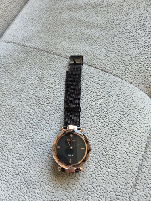 Elegancki zegarek damski czarny + rose gold minimalistyczny