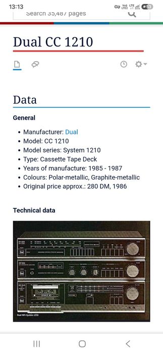 Magnetofon kasetony dual cc1210 hifi cassette deck dll system, również do taśm "metalowych"