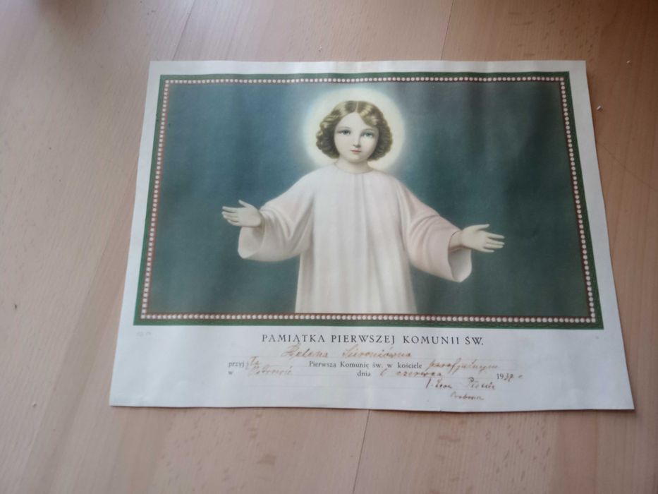 Pamiątka pierwszej komunii Świętej przedwojenna