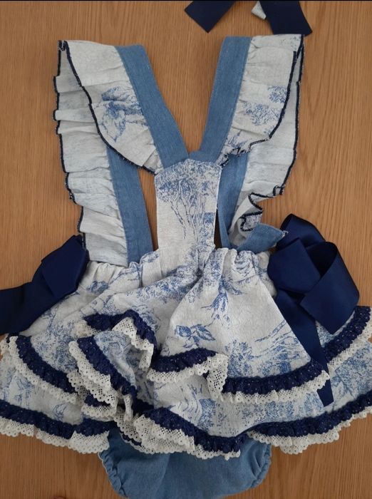 Vestido/fofo com alças azul menina 18m (COMO NOVO)