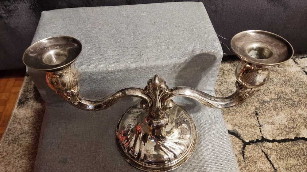 Świecznik kandelabr antyczny vintage platerowany