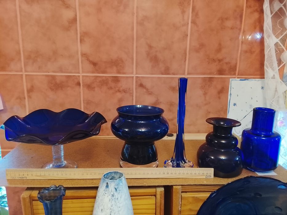 Интерьерные вазы для вашего дома. Синее стекло. Опал. Винтаж