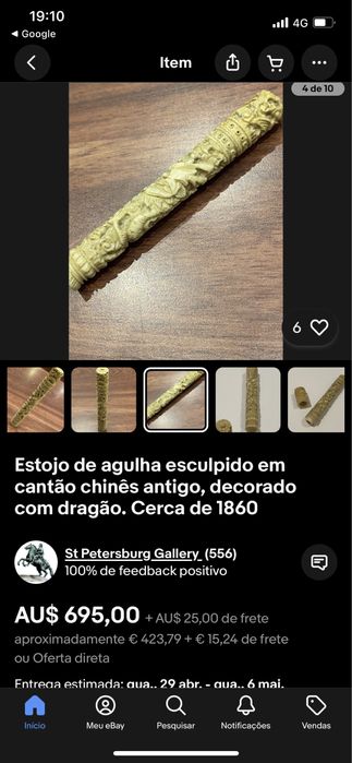 Agulheteiro em material nobre com dragao esculpido chines oriental