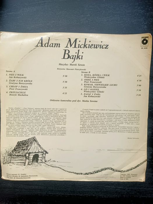 Adam Mickiewicz bajki plyta winylowa 1986 antyk