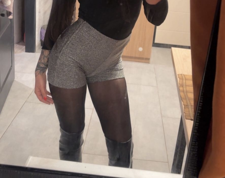 Шорты люрекс.серебро.высокая посадка