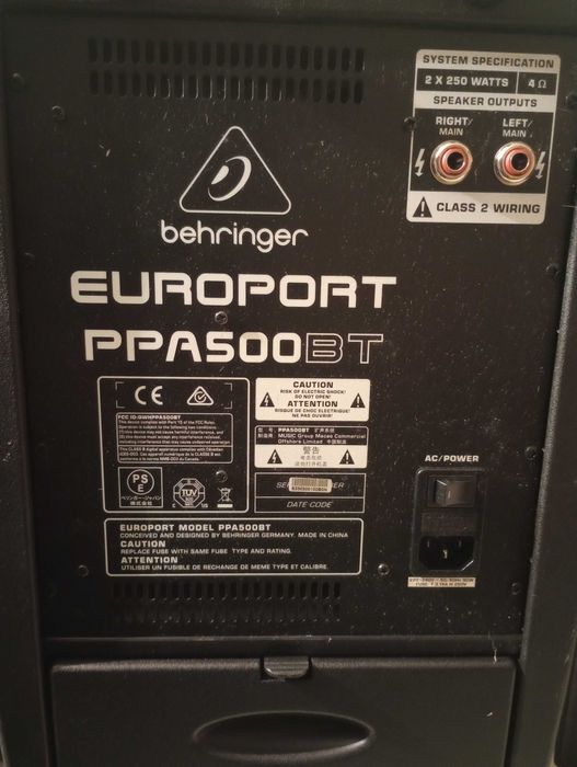 Nagłośnienie Behringer PPA500bt --3 letni -faktura zakupu