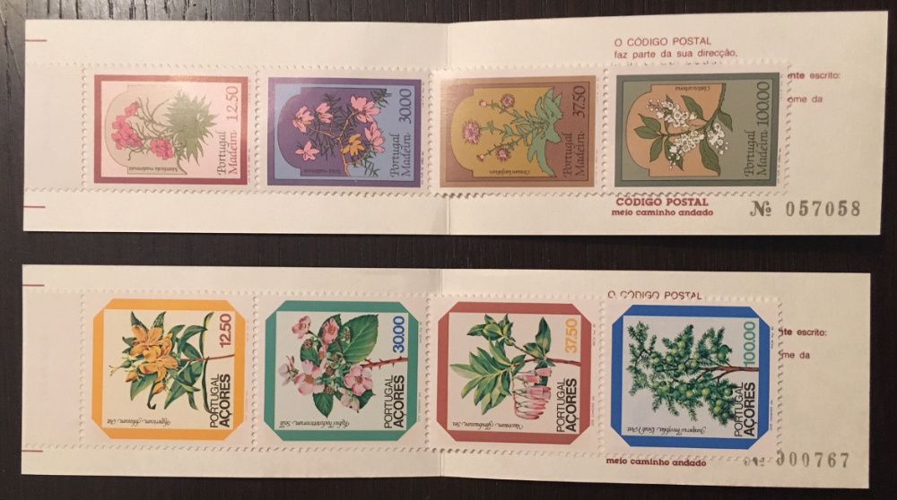 mini carteiras de selos de Portugal - anos 80