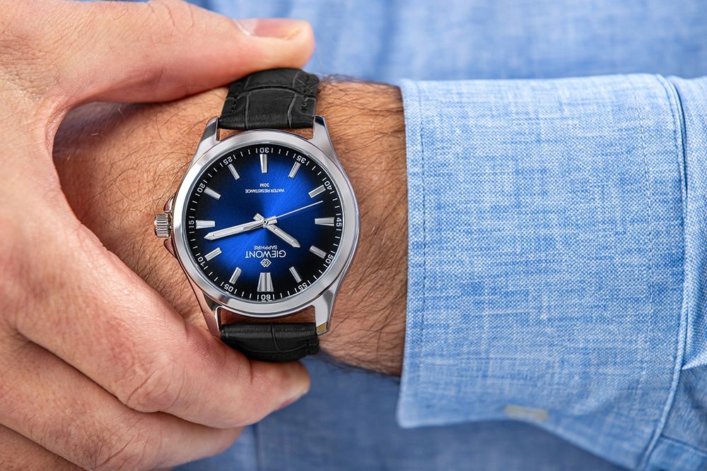 zegarek męski giewont elegance sapphire czarno niebieski gw5160-a6