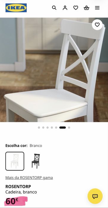 Conjunto de Jantar IKEA: Mesa LERHAMN + 4 Cadeiras ROSENTORP (Excelente Estado)