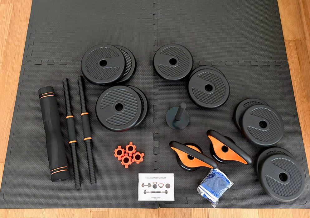 Conjunto de pesos Xiaomi 20Kg: Halteres, Pesos e Kettlebell + Tatami Preto