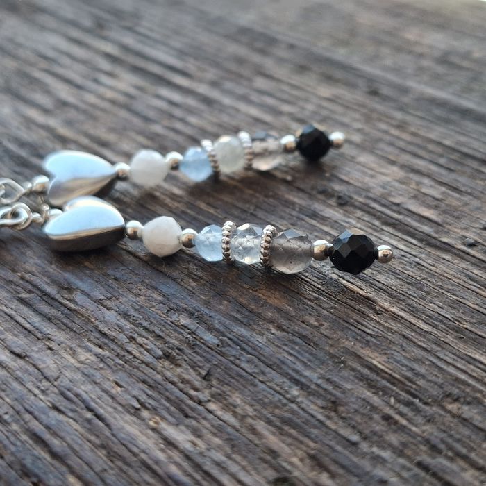 Kolczyki z turmalinem i hematytem handmade