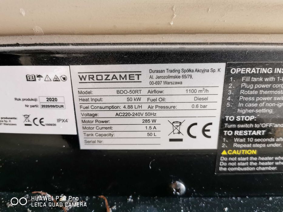 Nagrzewnica olejowa 50 kw