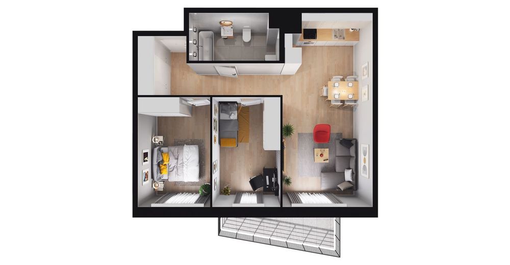 3-pokojowe mieszkanie 59m2 + balkon