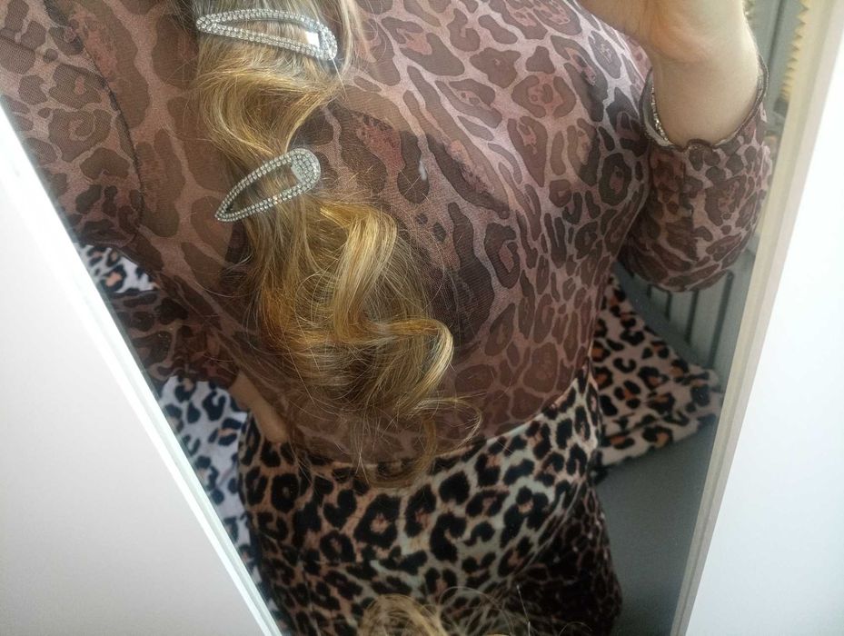 Prześwitujące body w panterkę,XL