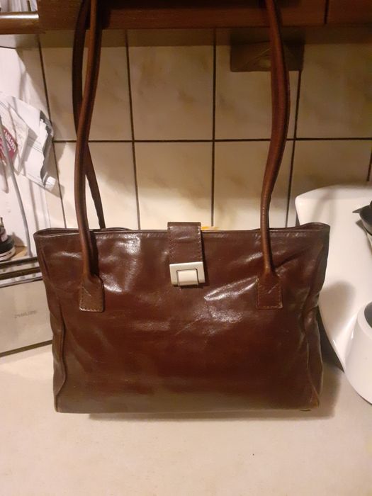 Skórzana  torba w kolorze czekoladowego brązu