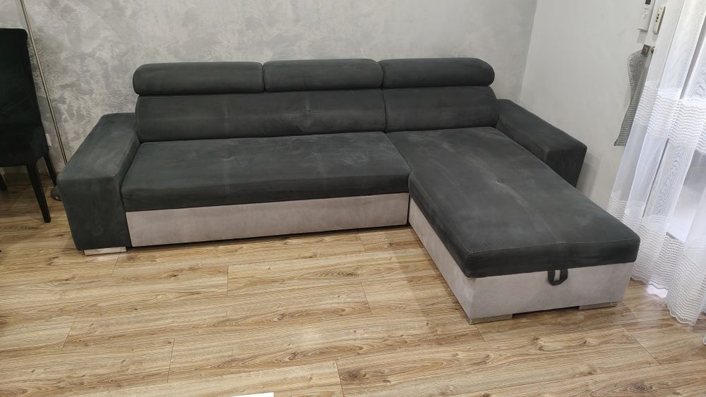 Narożnik z funkcją spania, grafit firmy BRATTEX