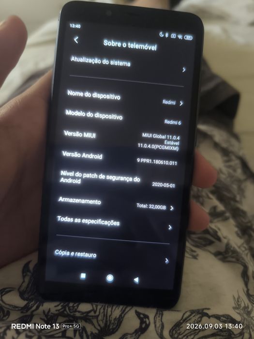 Redmi 6 falta apenas a gaveta de cartão de memória