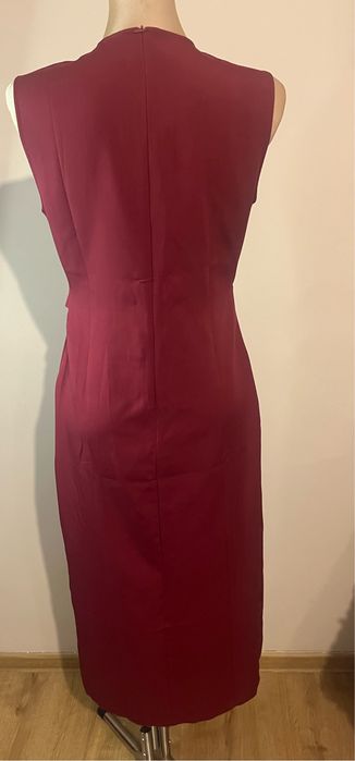 Nowa bordowa sukienka midi ołówkowa