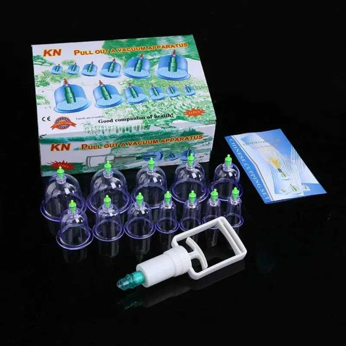 Масажні вакуумні банки набір/12 шт з насосом, антицелюлітний масаж