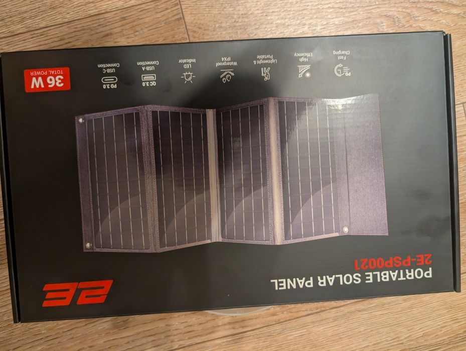 Сонячна портативна панель 2Е, 36ВТ