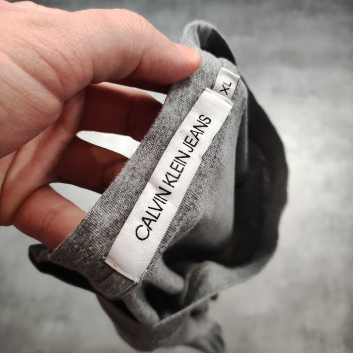 MĘSKA Koszulka Bawełna PREMIUM Szara Duże Logo CK Calvin Klein Jeans