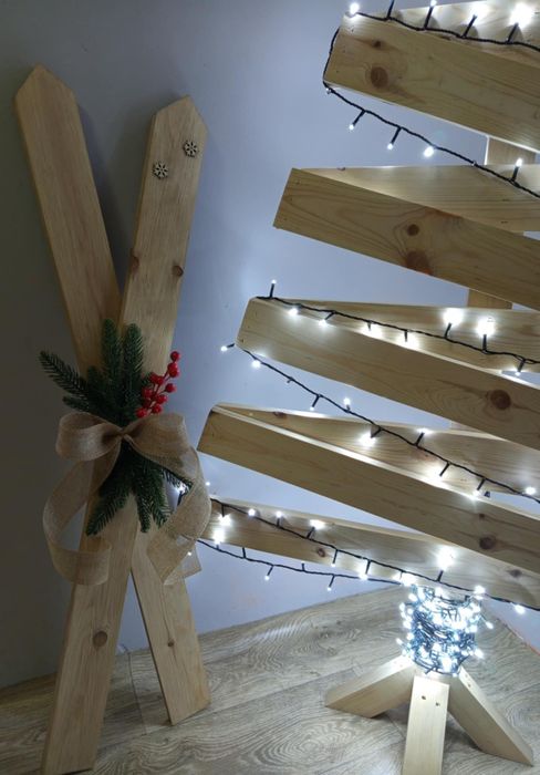 Narty z drewna ozdoba na święta