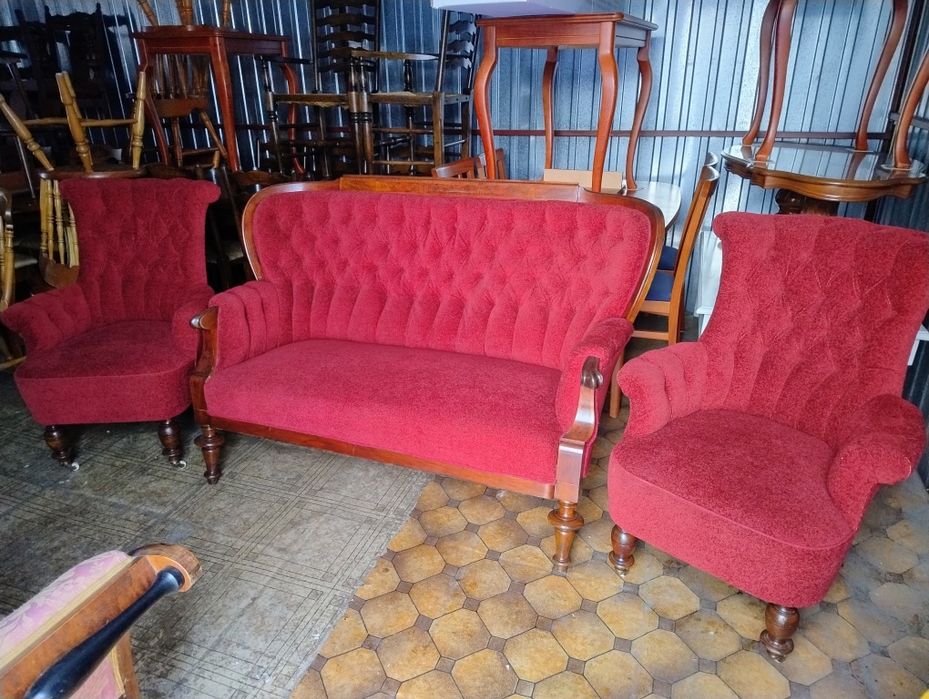 Sofa plus dwa fotele komplet na sprężynach
