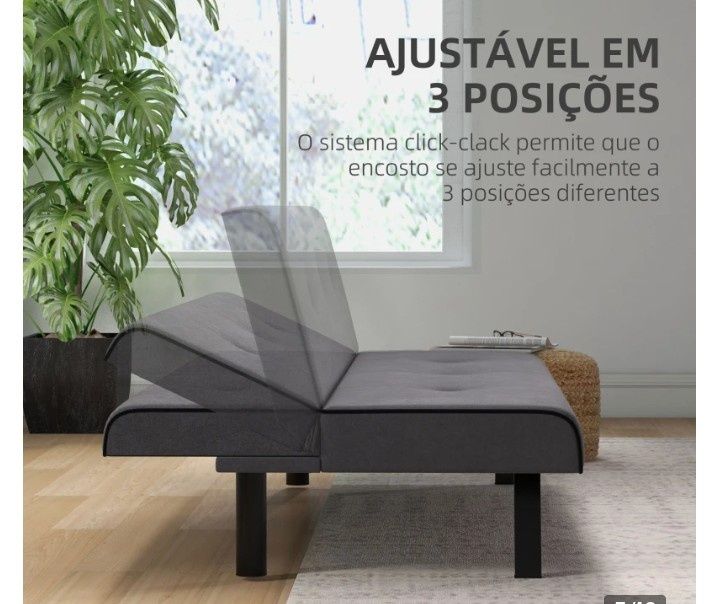 Sofá cama cinza,elegante e confortável