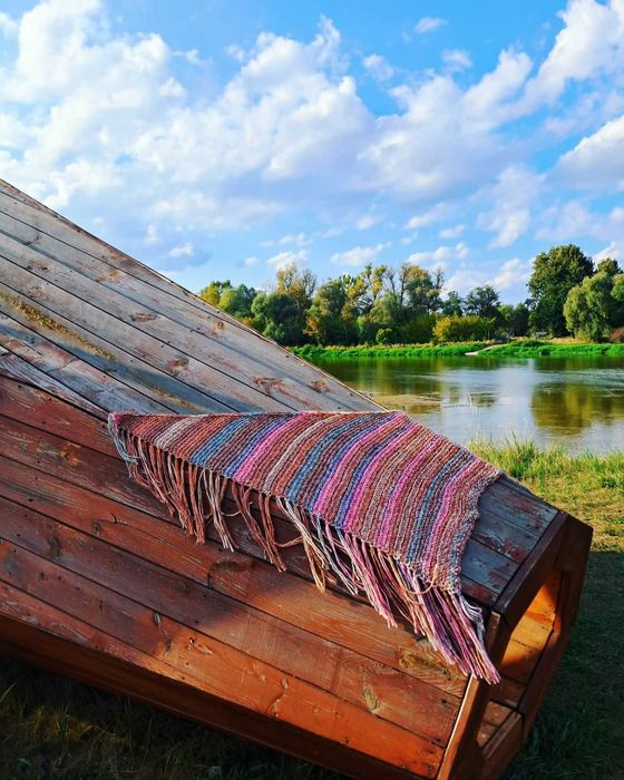 Piękna, Wełniana, Ciepła Duża CHUSTA Boho, Szal XXL Z FRĘDZLAMI