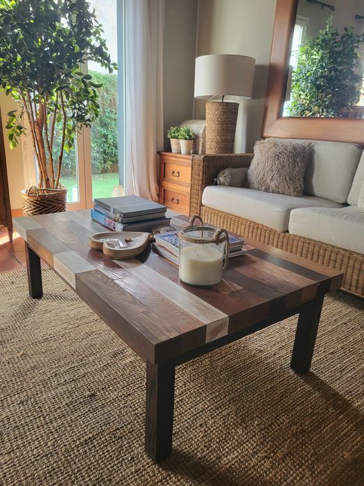 mesa, grande, apoio, centro, rustico