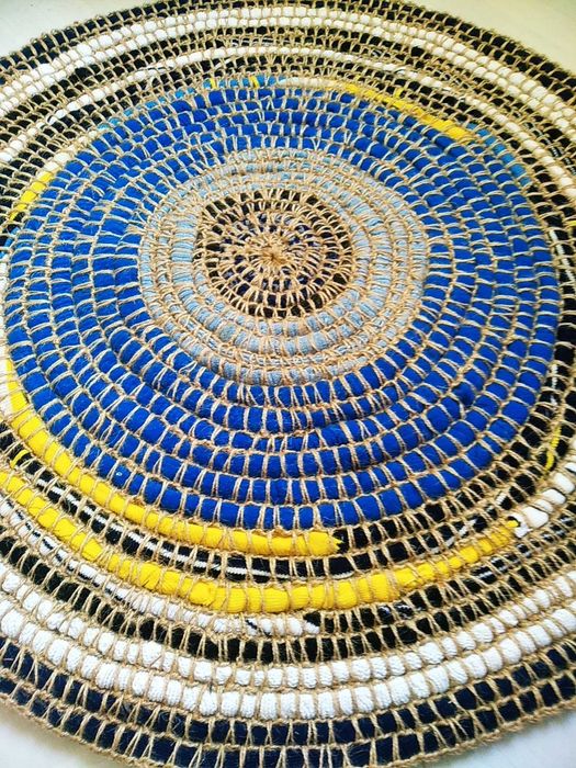 Коврик Килимок Джут Шерсть Ручная работа