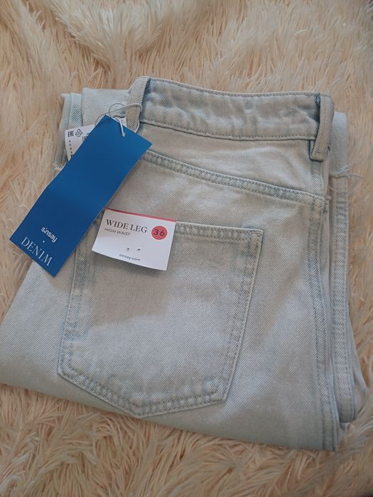 Прямі джинси з прорізами палаццо wide leg high waist