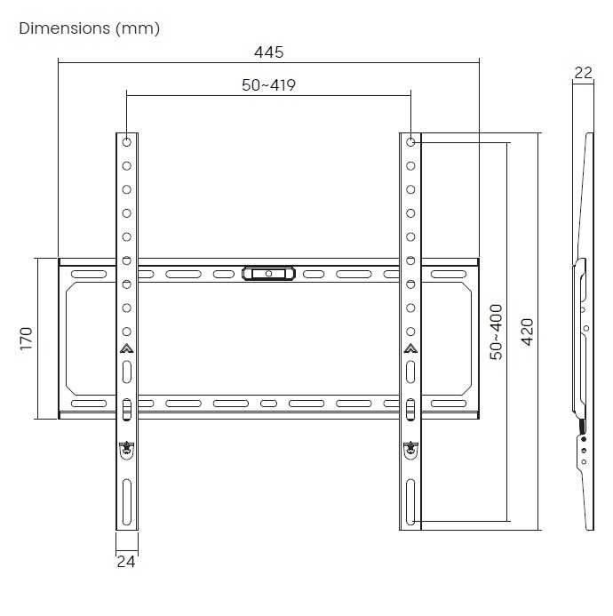 Кронштейн для тв 32" 40" 42" 43" 46" 50" 55" плоский фіксований Brateck KL37-44F Кріплення для телевізора Кронштейн на плазму
