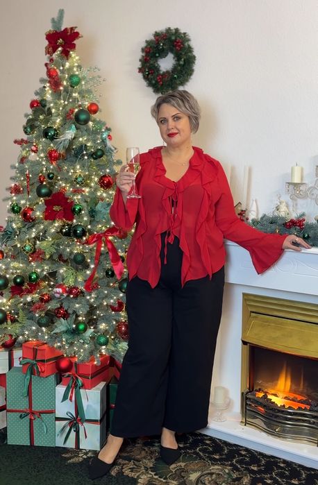 Блуза червона 54/56 шифон