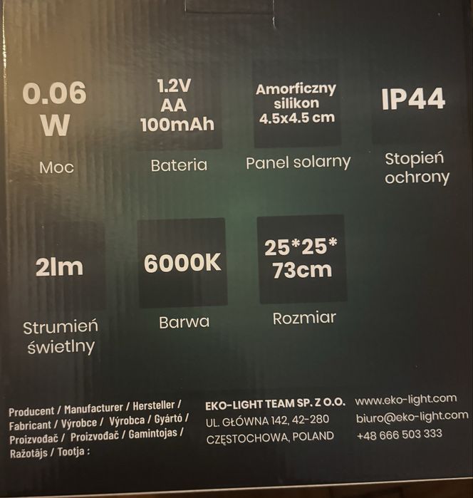 Lampa ogrodowa  solarna LED - biala kula