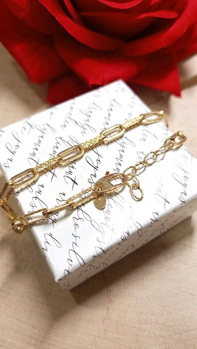 Złoty komplet łańcuszek z bransoletką p.585/9,32g