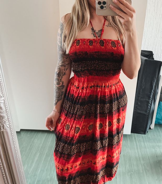 letnia sukienka boho wiązanie m 38