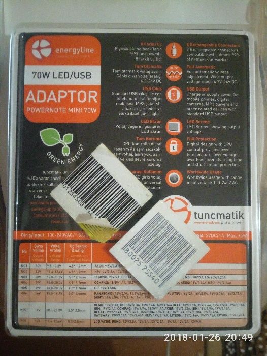 Универсальный адаптер Tuncmatik Powernote Mini Netbook Ad